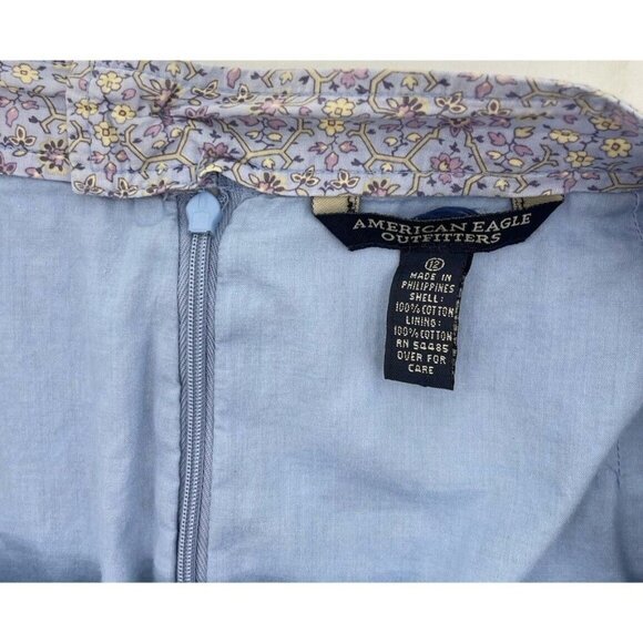 American Eagle Women’s Floral Cotton Mini Skirt Size 12 Drawstring Spring - Picture 7 of 7